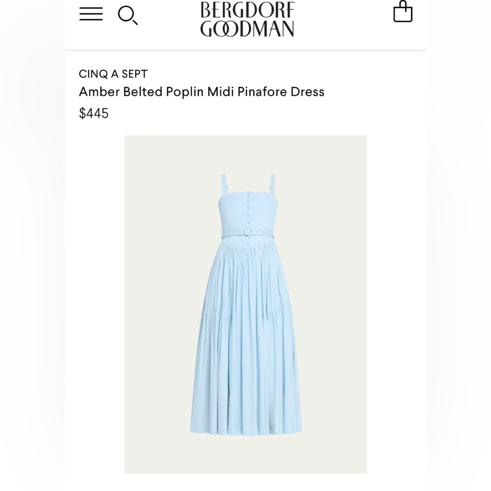 CINQ A SEPT - Amber Belted Poplin Midi Pinafore Dress